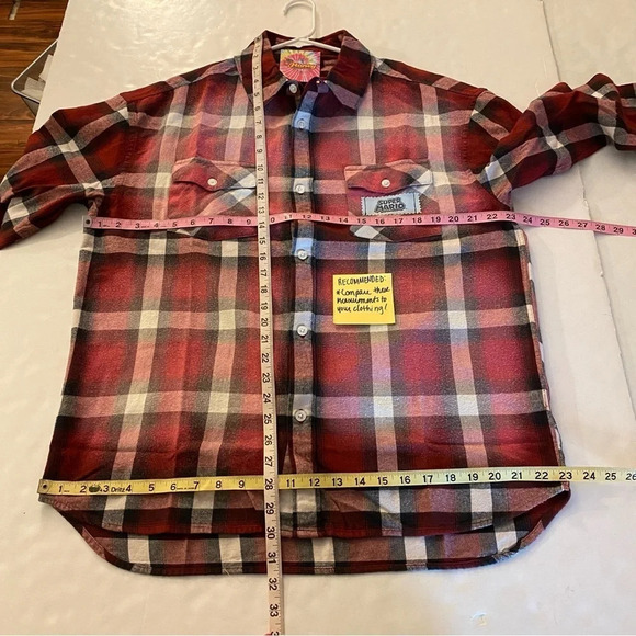 Nintendo Super Mario Flannel Shirt Mens Large XL Retro Handmade Upcycled Red - Picture 8 of 12